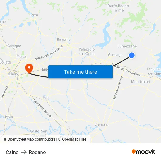 Caino to Rodano map