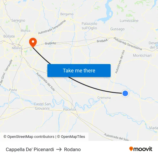 Cappella De' Picenardi to Rodano map