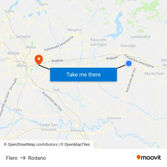 Flero to Rodano map