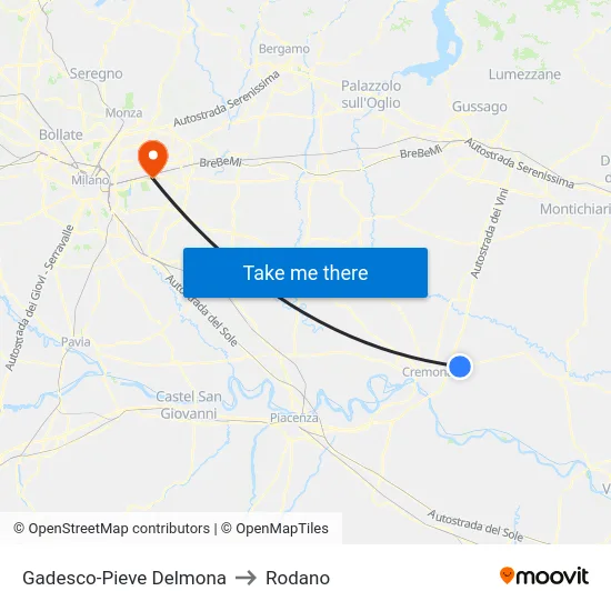 Gadesco-Pieve Delmona to Rodano map