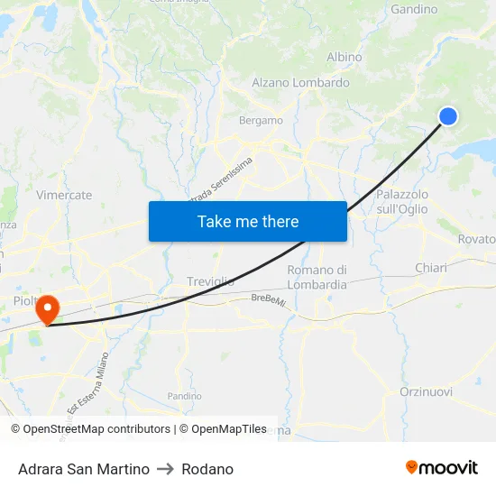 Adrara San Martino to Rodano map