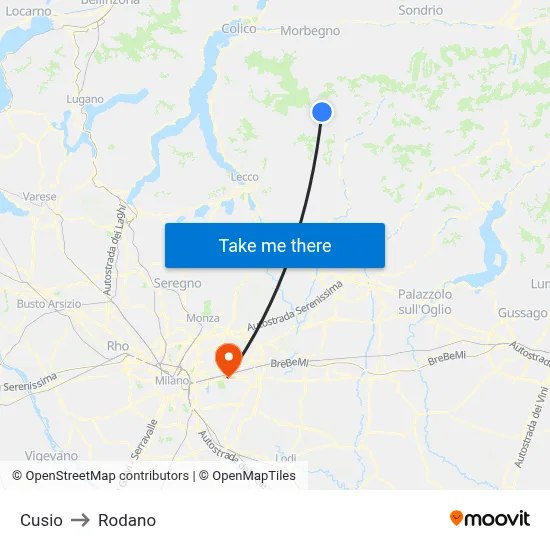 Cusio to Rodano map
