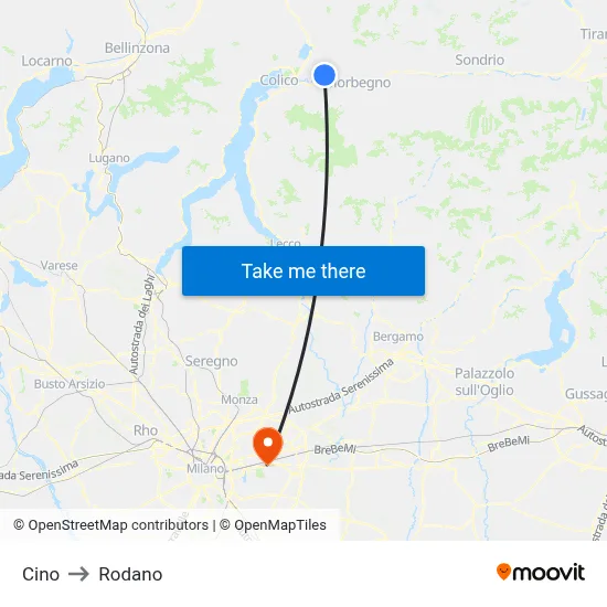 Cino to Rodano map