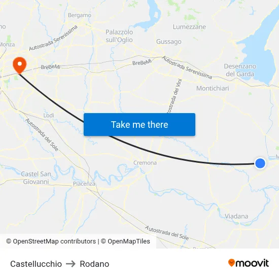 Castellucchio to Rodano map