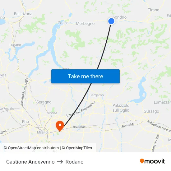 Castione Andevenno to Rodano map