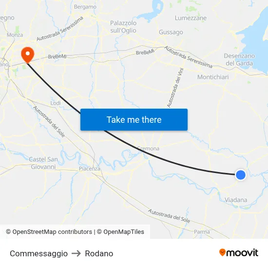 Commessaggio to Rodano map