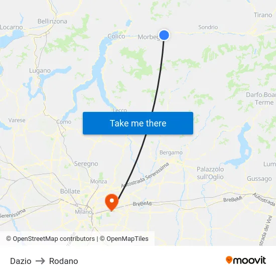 Customs to Rodano map