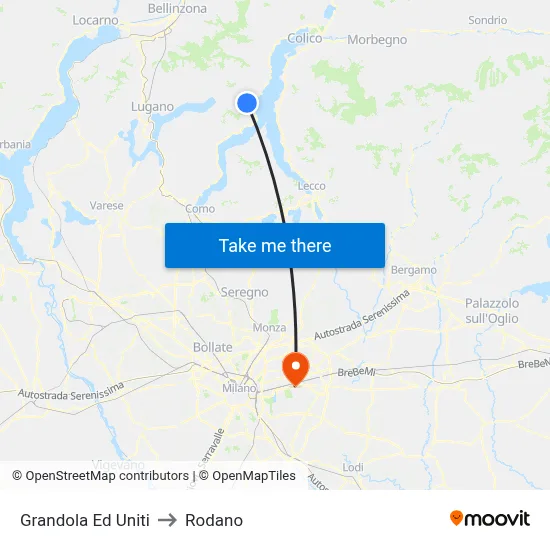 Grandola Ed Uniti to Rodano map