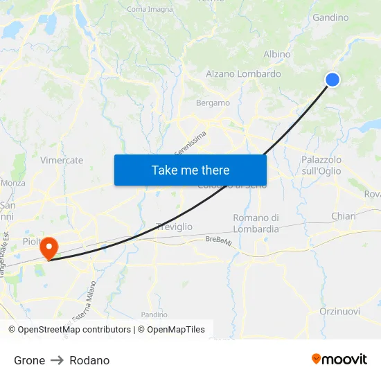 Grone to Rodano map