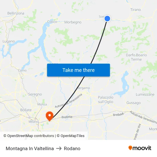 Montagna In Valtellina to Rodano map