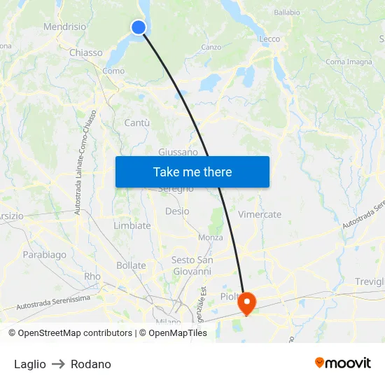 Laglio to Rodano map