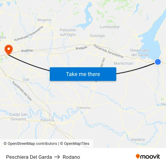 Peschiera Del Garda to Rodano map