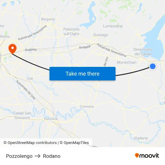 Pozzolengo to Rodano map