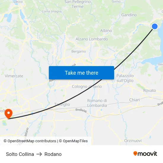 Solto Collina to Rodano map