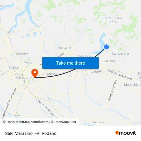 Sale Marasino to Rodano map