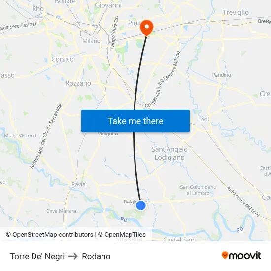 Torre De' Negri to Rodano map