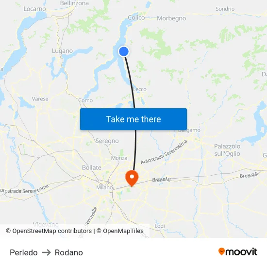 Perledo to Rodano map
