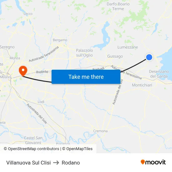Villanuova Sul Clisi to Rodano map