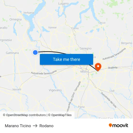 Marano Ticino to Rodano map