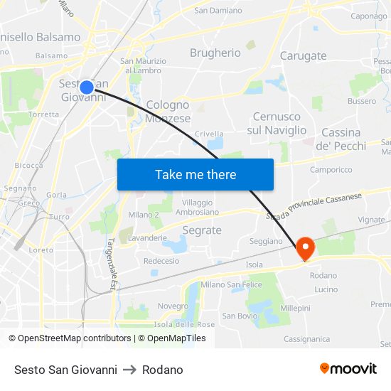 Sesto San Giovanni to Rodano map