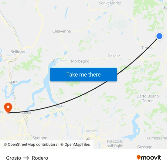 Grosio to Rodero map