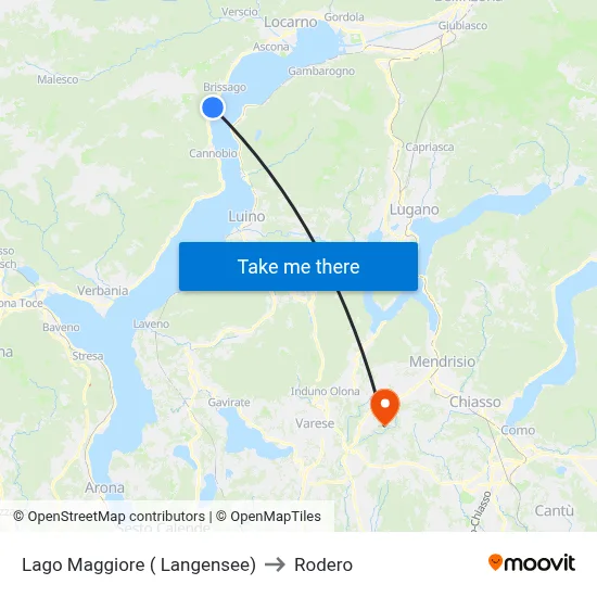 Lago Maggiore ( Langensee) to Rodero map
