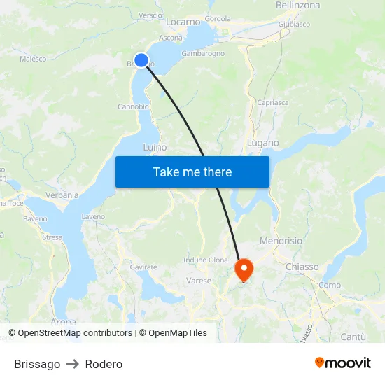 Brissago to Rodero map