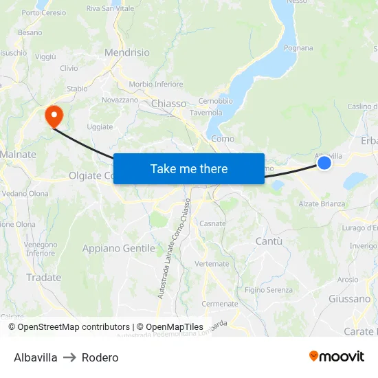 Albavilla to Rodero map