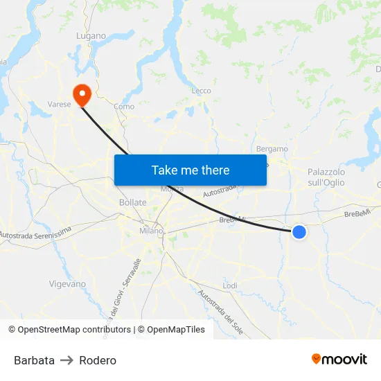 Barbata to Rodero map