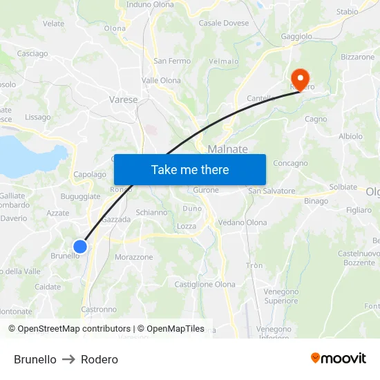 Brunello to Rodero map