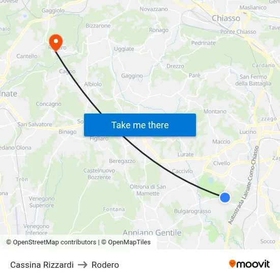 Cassina Rizzardi to Rodero map