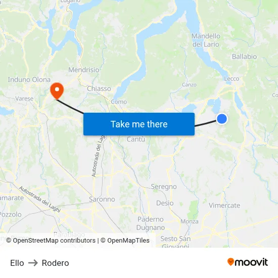 Ello to Rodero map