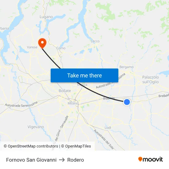 Fornovo San Giovanni to Rodero map