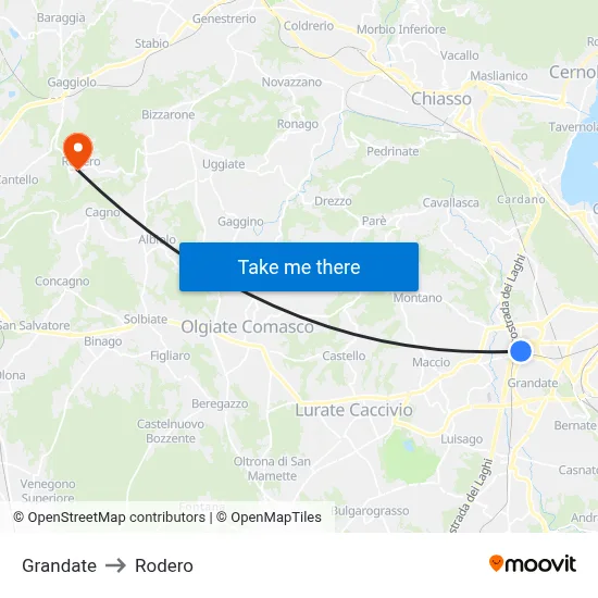 Grandate to Rodero map