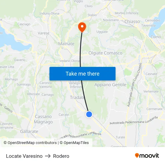 Locate Varesino to Rodero map