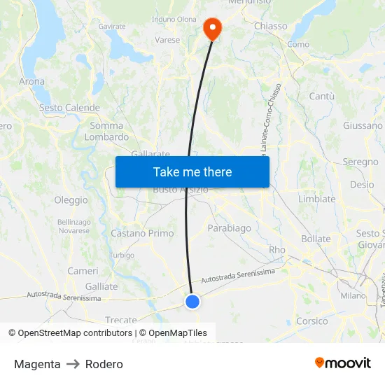Magenta to Rodero map