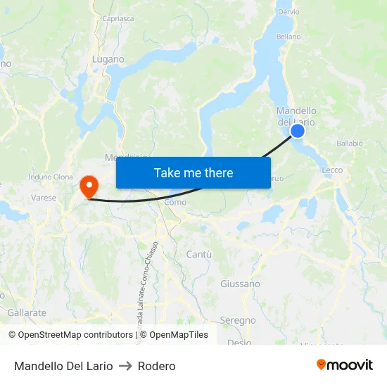 Mandello Del Lario to Rodero map