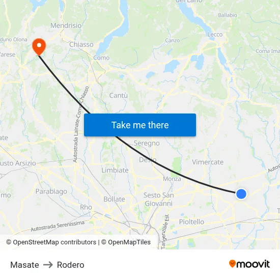 Masate to Rodero map