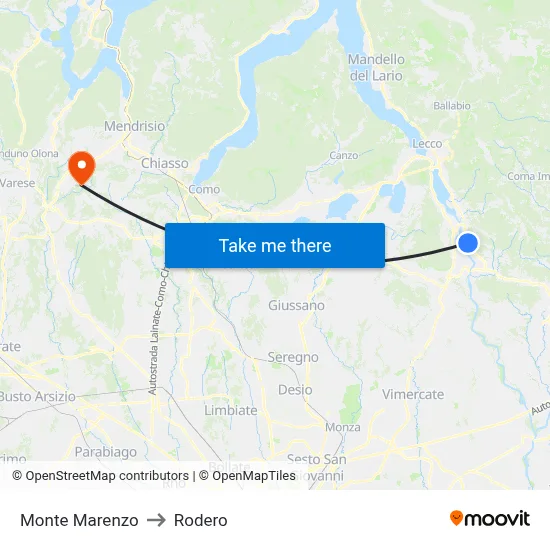 Monte Marenzo to Rodero map