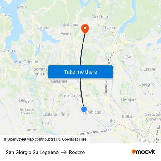 San Giorgio Su Legnano to Rodero map