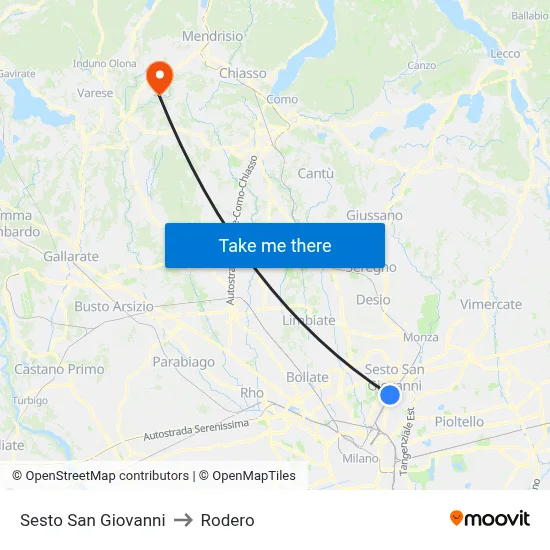 Sesto San Giovanni to Rodero map