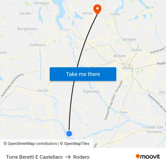 Torre Beretti e Castellaro to Rodero map
