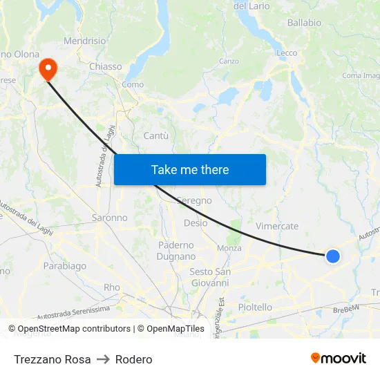 Trezzano Rosa to Rodero map