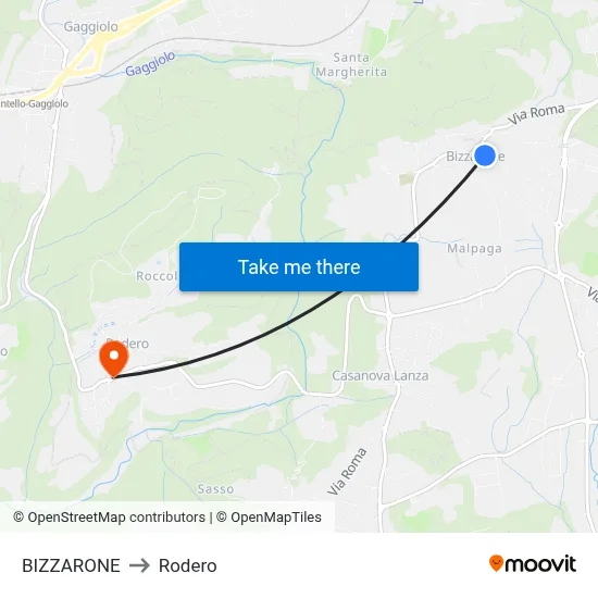 BIZZARONE to Rodero map