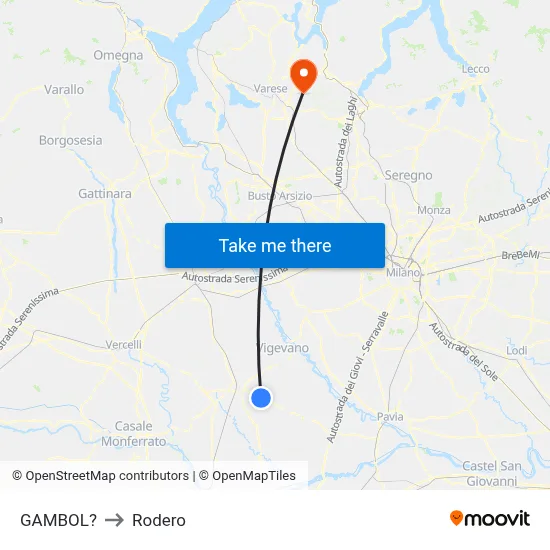 Gambol to Rodero map