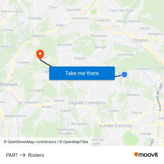 Parre to Rodero map
