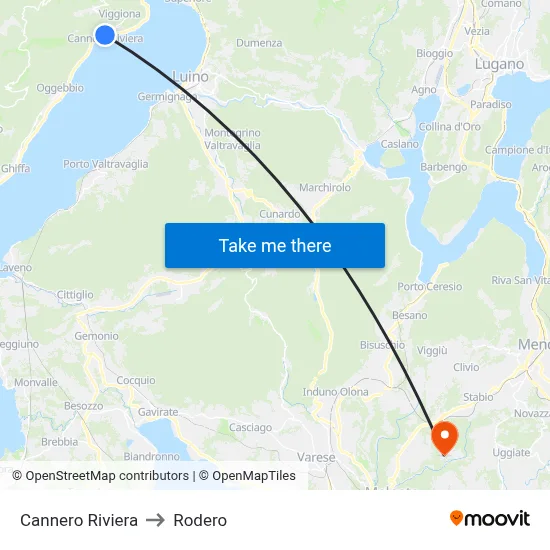 Cannero Riviera to Rodero map