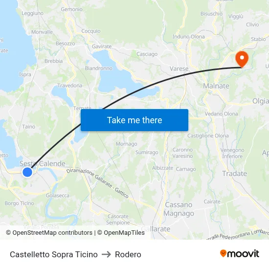 Castelletto Sopra Ticino to Rodero map