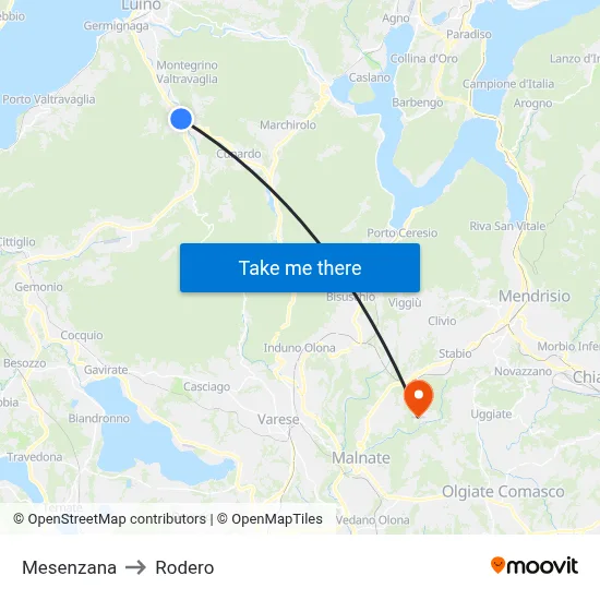 Mesenzana to Rodero map