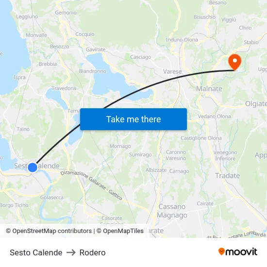 Sesto Calende to Rodero map